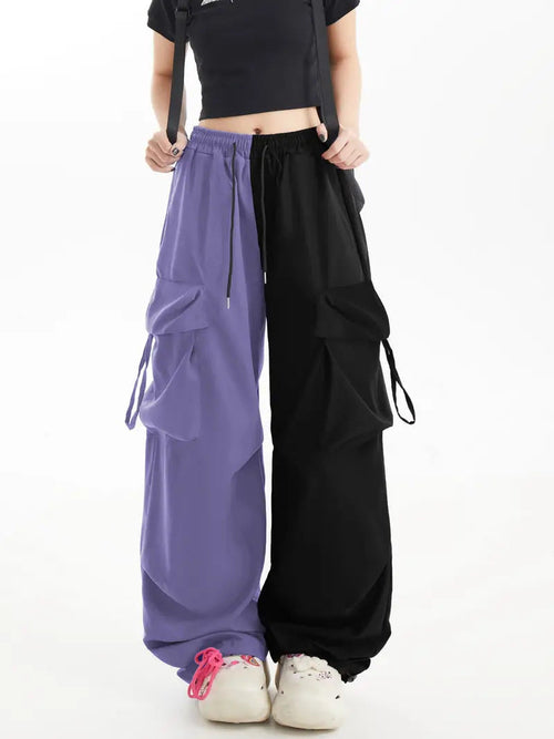 Retro Overalls Women Summer High Waist Straight Wide Leg Pants Loose