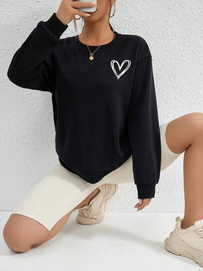 Heart Shape Printed Sweatshirt