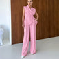 Pink Gentle Sleeveless Collar Loose Fitting Waistcoat High Waist