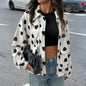 Street Casual Sweet Zipper Collared Love Coat Women Spring Autumn