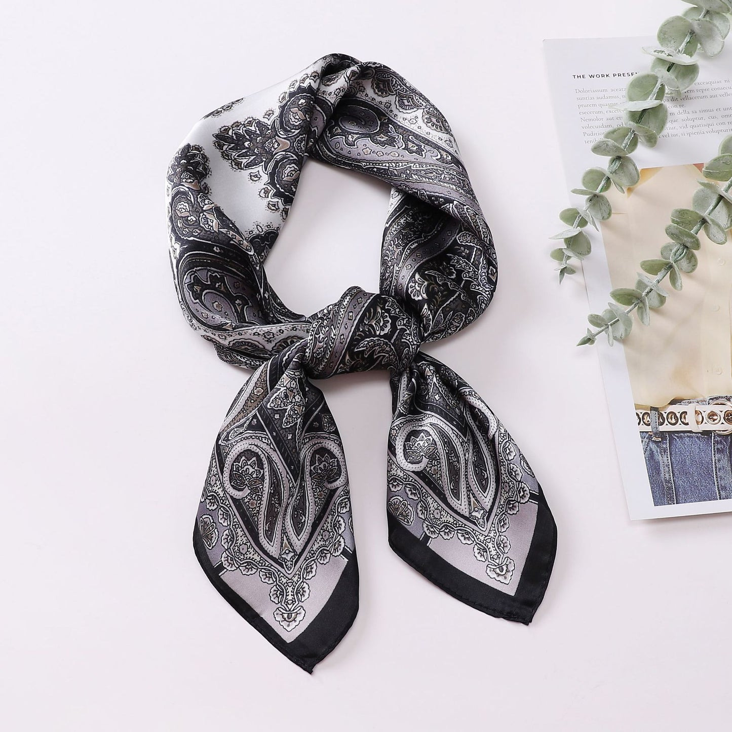 Printed Scarf Silk-like Fashion