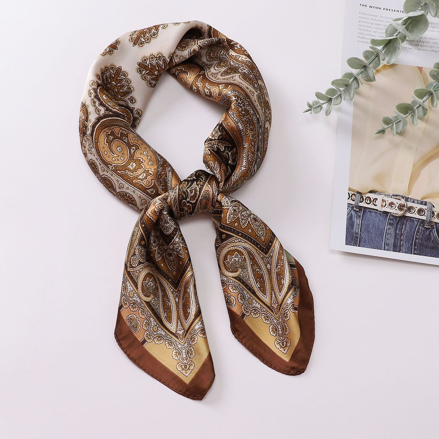 Printed Scarf Silk-like Fashion