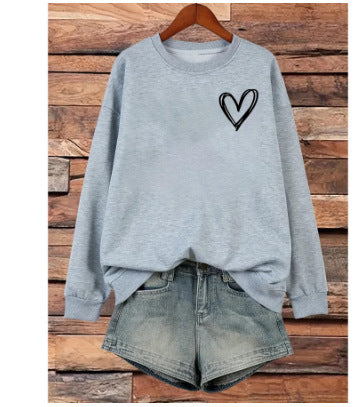 Heart Shape Printed Sweatshirt