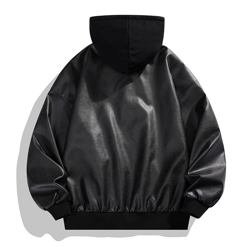 Two-piece High Street Cool Retro Leather Jacket For Men