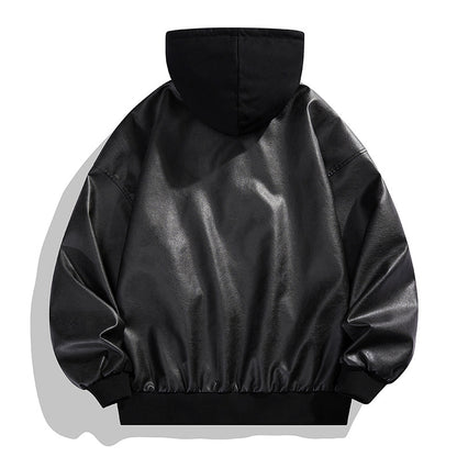 Two-piece High Street Cool Retro Leather Jacket For Men