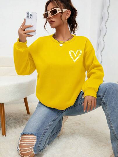 Heart Shape Printed Sweatshirt