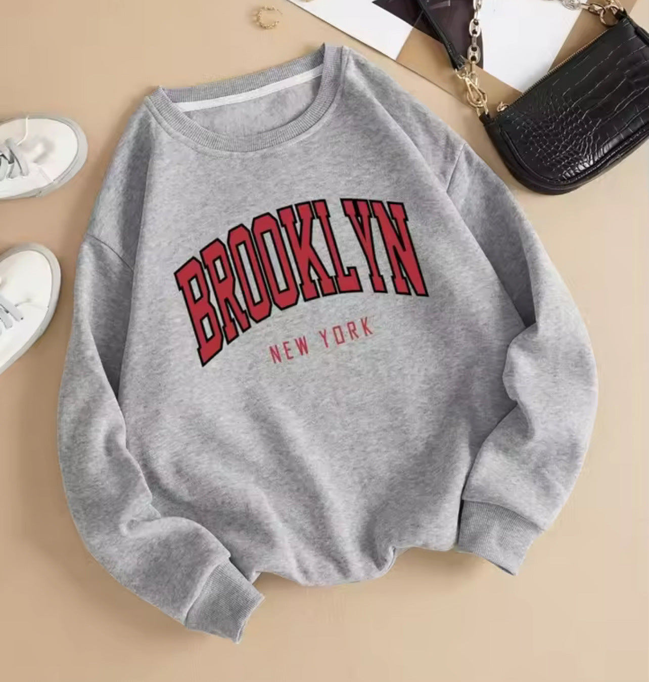 Printed Crew Neck Sweatshirt Women