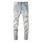 Hole Patch Jeans Men's Fashion Brand Stretch Slim Fit