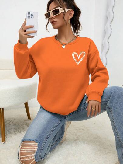 Heart Shape Printed Sweatshirt
