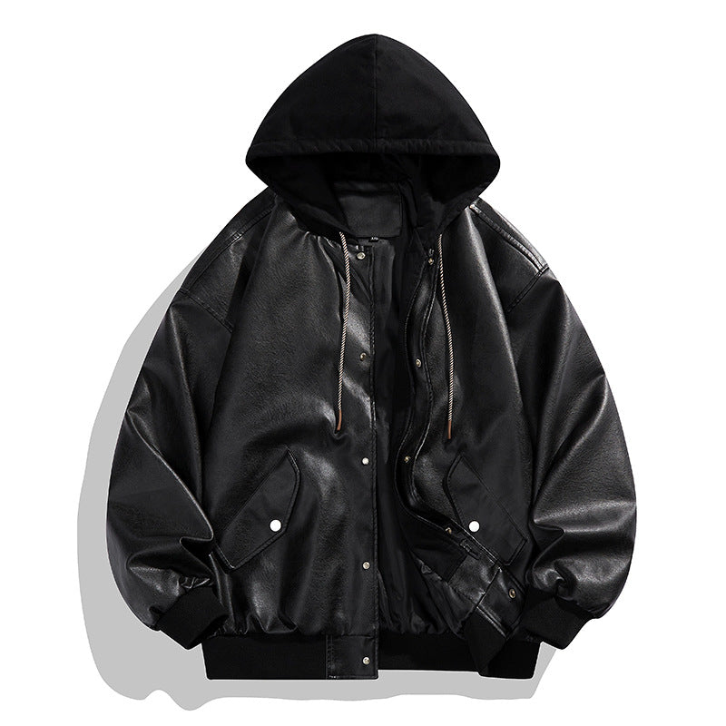 Two-piece High Street Cool Retro Leather Jacket For Men