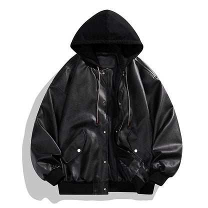 Two-piece High Street Cool Retro Leather Jacket For Men