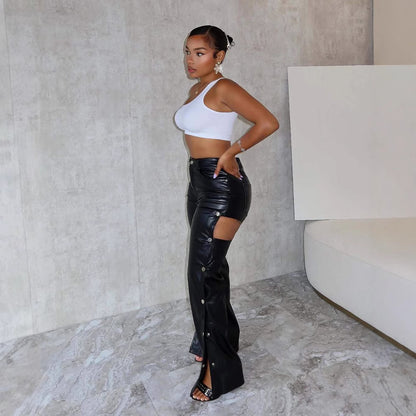 Sexy High Waist Leather Pants