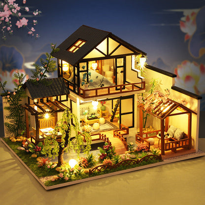 Vintage Asian Craft Wooden Puzzle House Kit