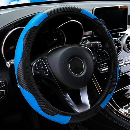PU Carbon Fiber Leather Car Steering Wheel Cover without Inner Ring