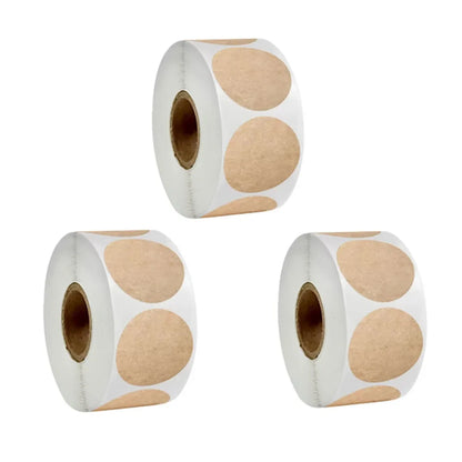 500 pcs / 1 roll ，kraft round self-adhesive label paper items