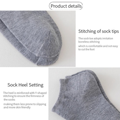 10 Pairs of Men's/women's Boat Socks, Plain Color, Anti Odor, Summer