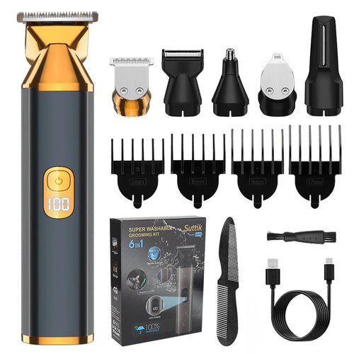 6 in 1 Multi-function Electric Hair Clipper Set Wash Men's Electric