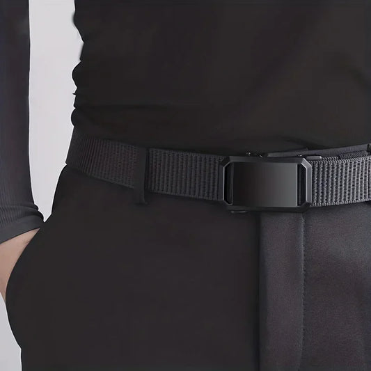New Automatic Buckle Belt, Canvas Tactical Workwear Casual Outdoor