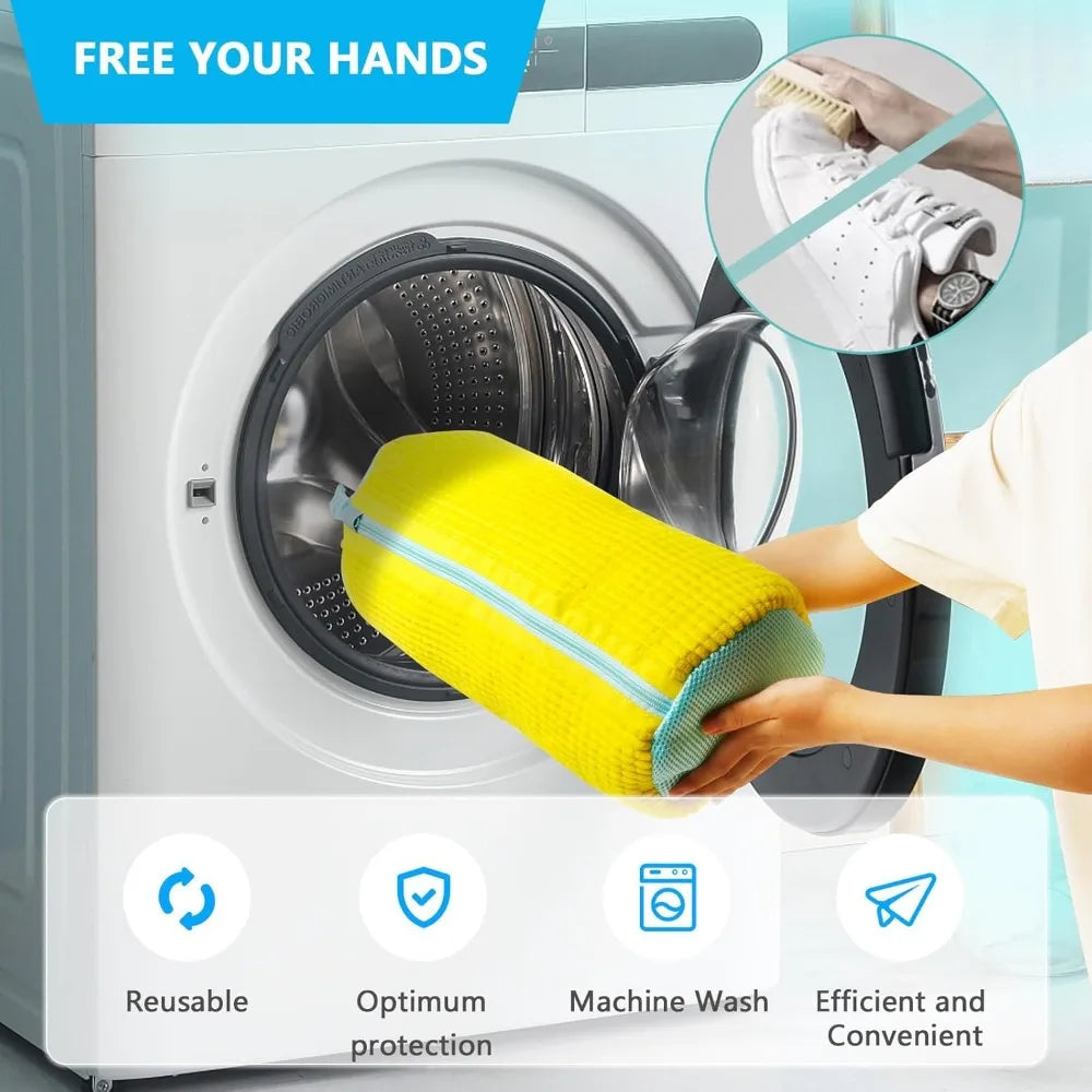 Durable Shoe Washing Machine Bag for All Shoe Types-Yellow with Blue