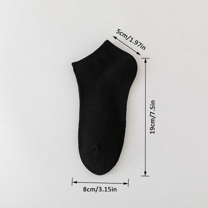 10 Pairs of Men's/women's Boat Socks, Plain Color, Anti Odor, Summer