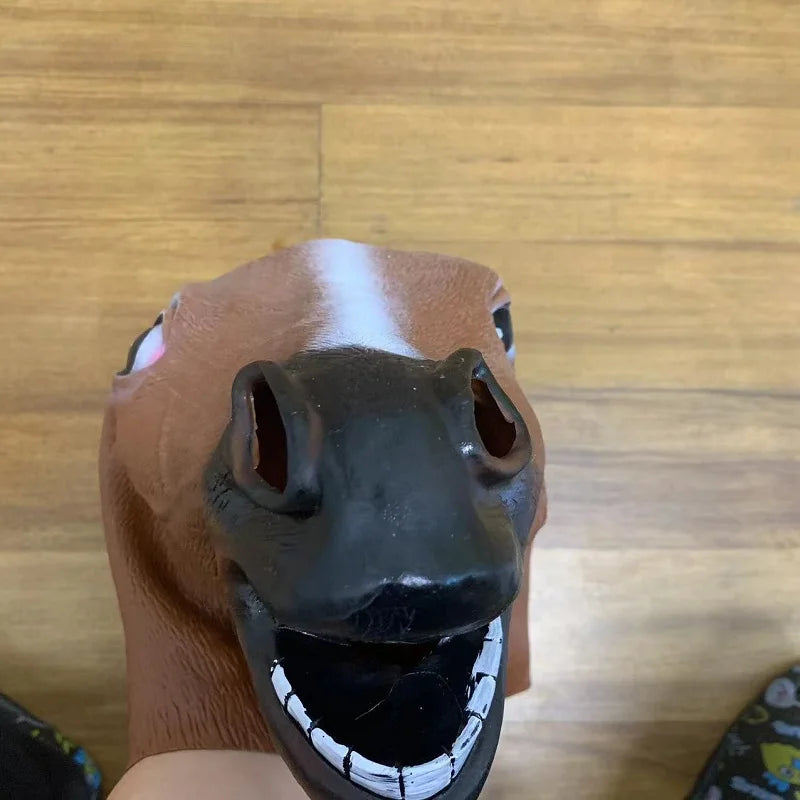 Men Brown Horse Masks Girl Funny Horse Head Mask  Latex Animal Mask