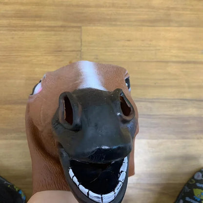Men Brown Horse Masks Girl Funny Horse Head Mask  Latex Animal Mask