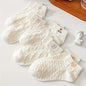 5/10/20 Pairs Women Cartoon Teddy Bear Patterned Ankle Socks Versatile