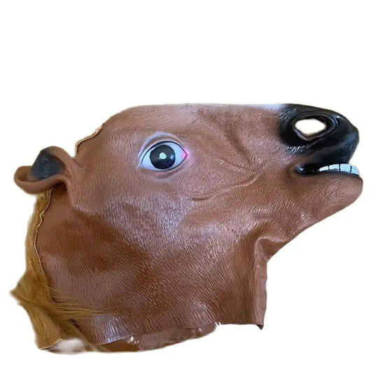 Men Brown Horse Masks Girl Funny Horse Head Mask  Latex Animal Mask