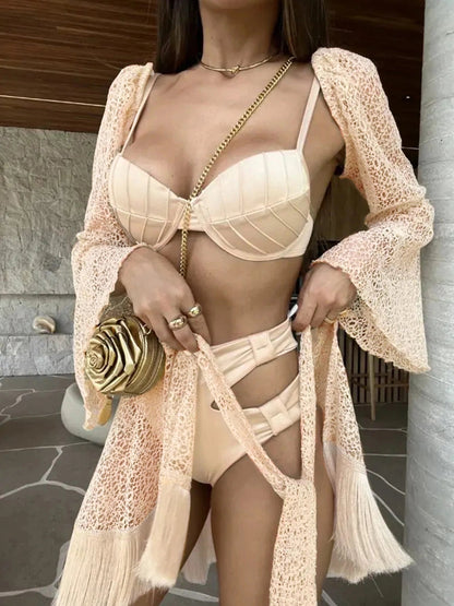 Deanea Tassel three piece swimsuit