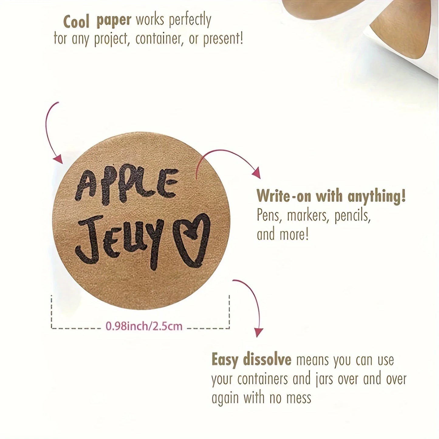 500 pcs / 1 roll ，kraft round self-adhesive label paper items