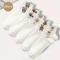 5/10/20 Pairs Women Cartoon Teddy Bear Patterned Ankle Socks Versatile