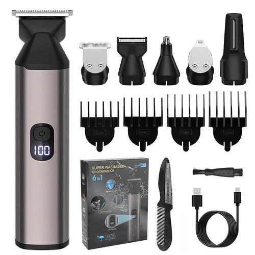 6 in 1 Multi-function Electric Hair Clipper Set Wash Men's Electric