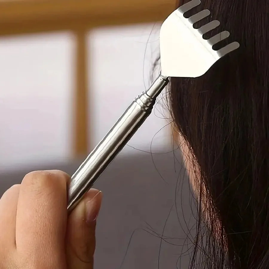 silvery Telescopic Back Scratcher,  Portable Extendable Stainless