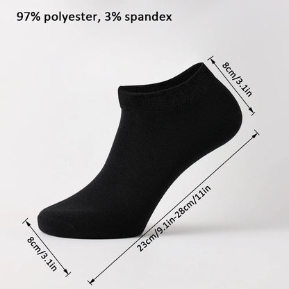 10 Pairs of Men's/women's Boat Socks, Plain Color, Anti Odor, Summer