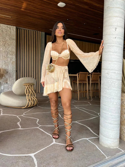 Deanea Tassel three piece swimsuit