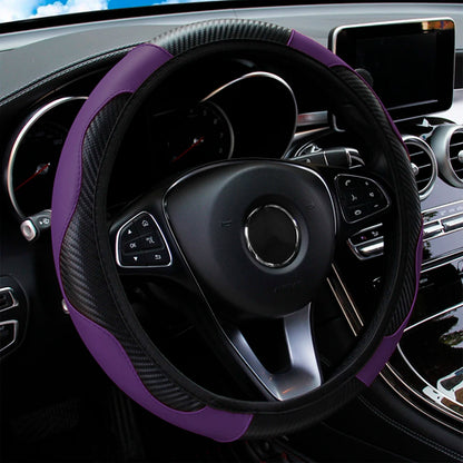 PU Carbon Fiber Leather Car Steering Wheel Cover without Inner Ring