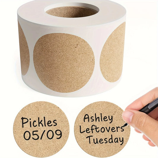 500 pcs / 1 roll ，kraft round self-adhesive label paper items