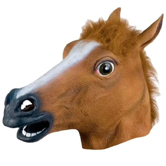 Men Brown Horse Masks Girl Funny Horse Head Mask  Latex Animal Mask