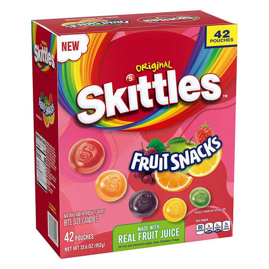 Skittles Original Fruit Snacks made with Real Juice Fruit, Bulk Box, 4