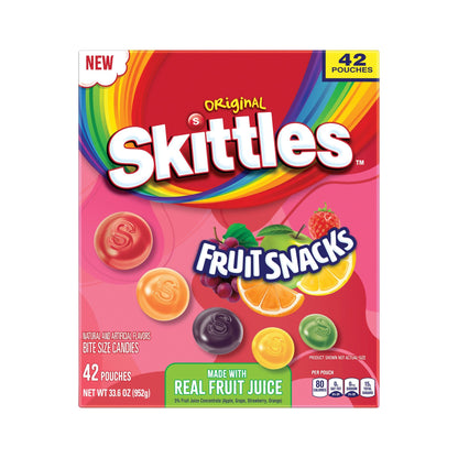 Skittles Original Fruit Snacks made with Real Juice Fruit, Bulk Box, 4