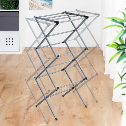Folding and Extendable Metal Clothes Dryer with 3 Levels Cloxy