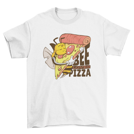 Bee loves pizza funny insect cartoon yummy snacks t-shirt