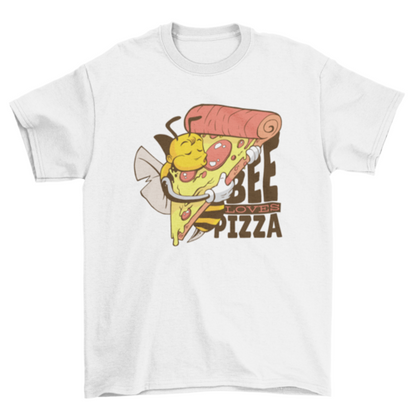 Bee loves pizza funny insect cartoon yummy snacks t-shirt