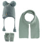 Toddler Knitted Winter Beanie 3 Piece Set With Earflaps For Girls