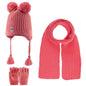 Toddler Knitted Winter Beanie 3 Piece Set With Earflaps For Girls