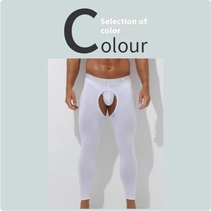 Men's Open Crotch Thermal Pants Thin Leggings Tight