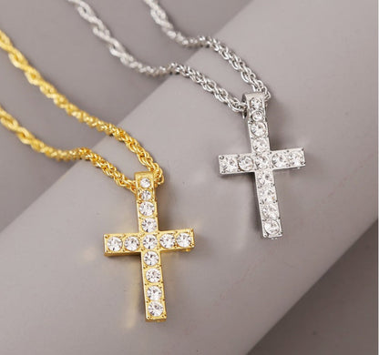 Cross Pendant Necklaces For Women Men Punk Hiphop Rope Chain On Neck