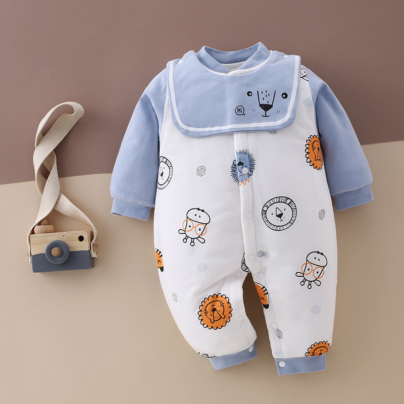 SnuggleZoo™ – Thick Winter Baby Onesie with Animal Print