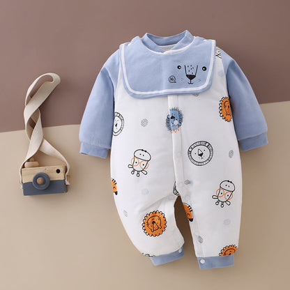 SnuggleZoo™ – Thick Winter Baby Onesie with Animal Print
