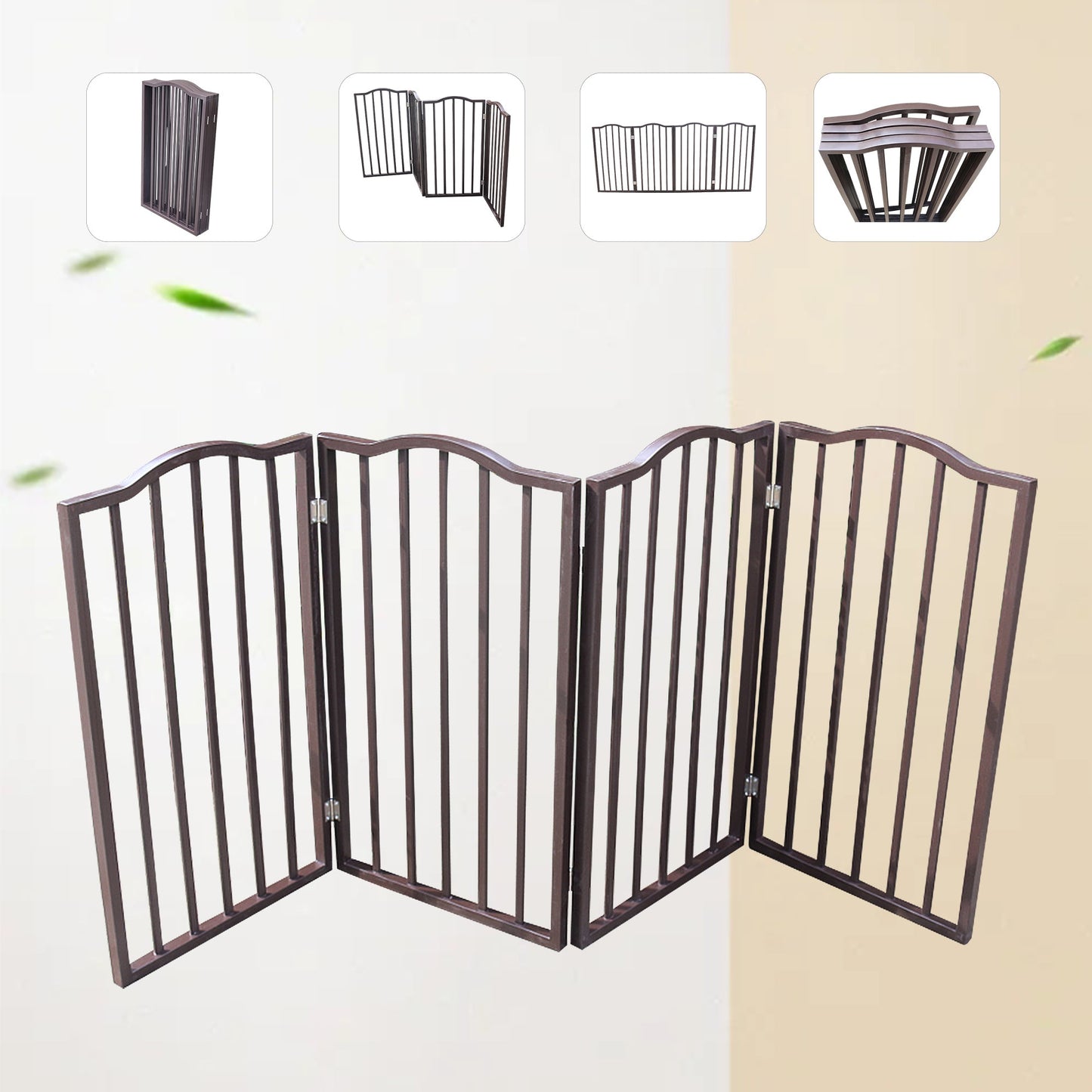 Arc Wooden Freestanding Folding Pet Gate - Dog Gate for Doorways,